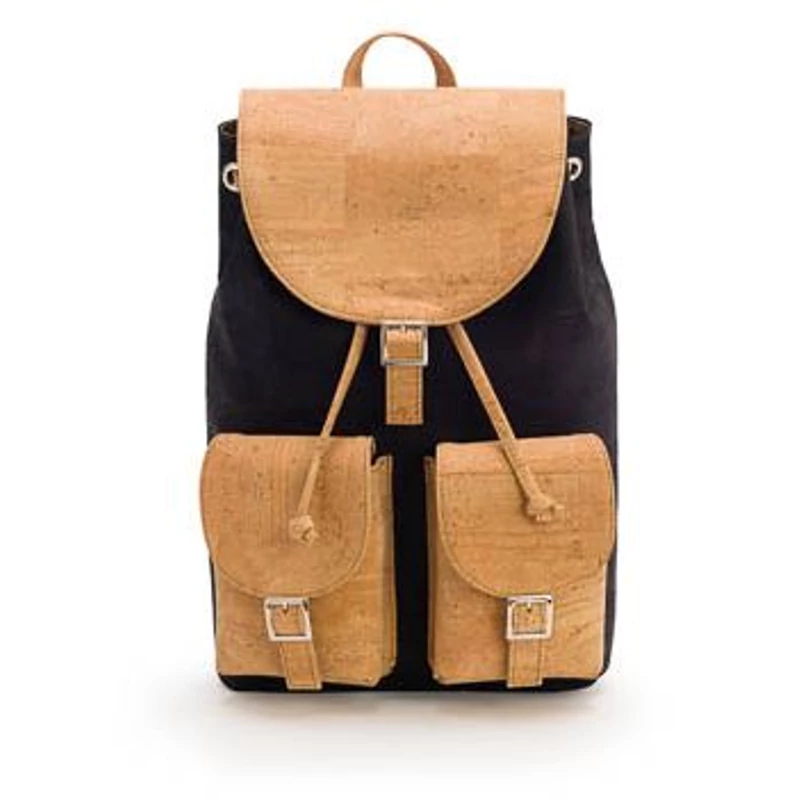 Two pocket backpack (black/beige)