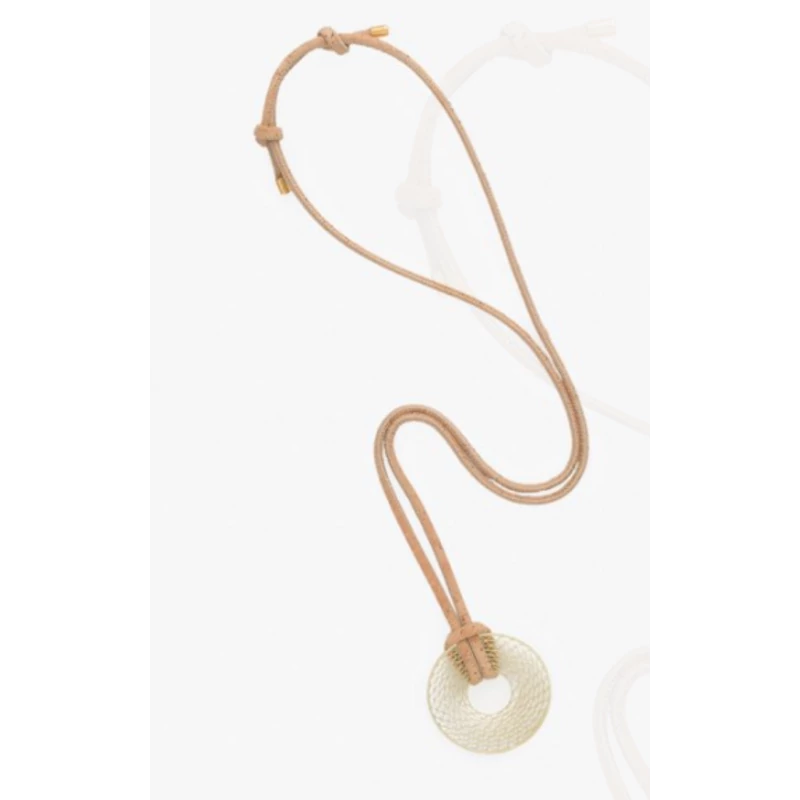 Adjustable long necklace with network (beige)