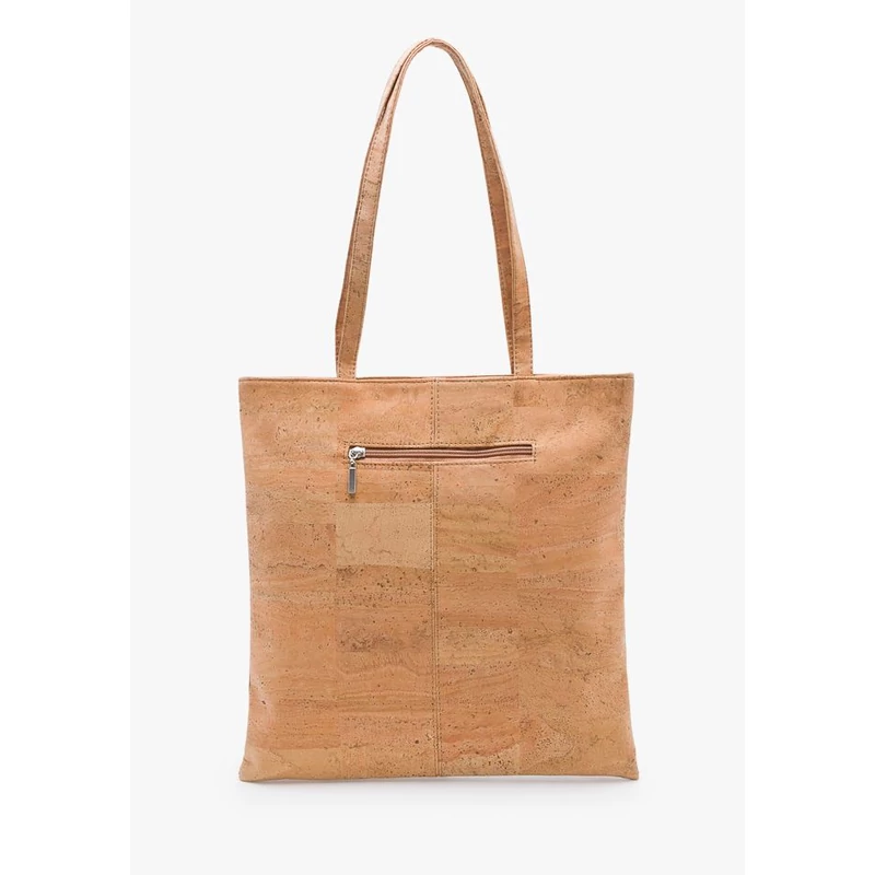 Shopping bag with pocket (beige/grapefruit)